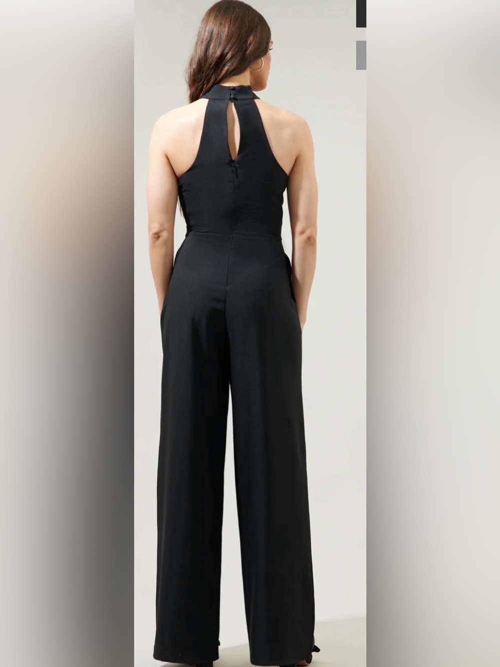 Sugarlips Korine Kaylee Black Halter Jumpsuit Wedding Guest Cocktail Date Night - Picture 3 of 8